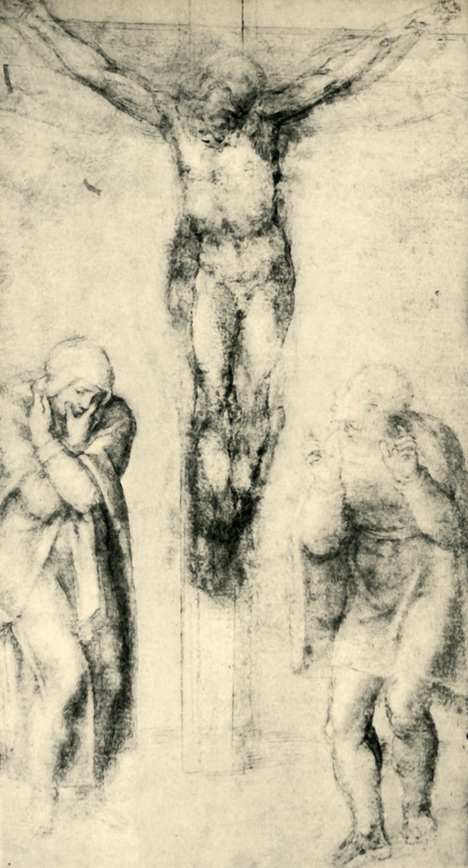 Cristo na cruz entre a Virgem e São João, c1560-1564, 1943. de Michelangelo Buonarroti