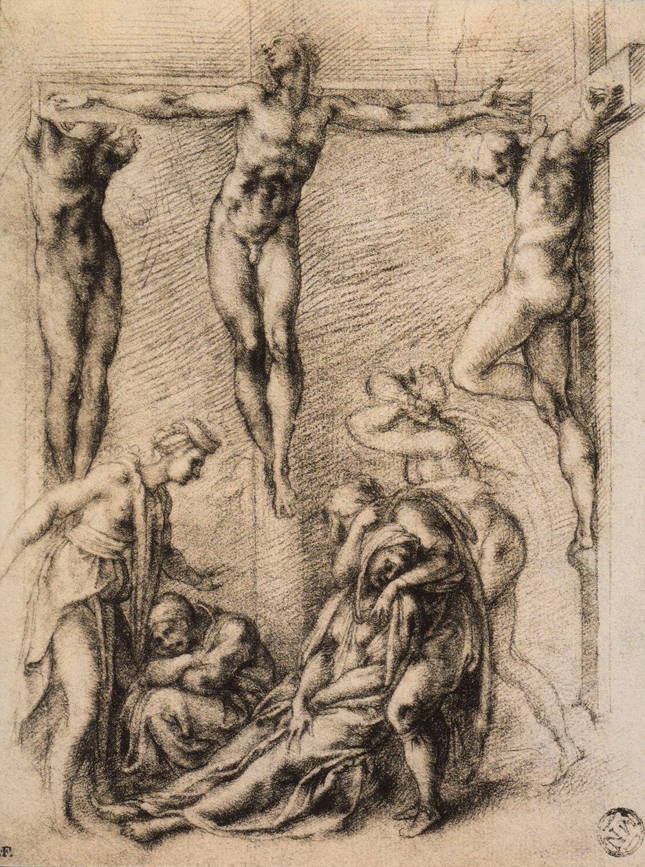 Crucificação, desenho de Michelangelo. Museu do Louvre, Paris de Michelangelo Buonarroti