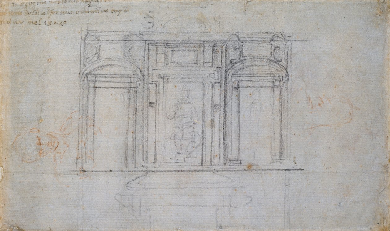 Projeto para um dos túmulos dos Médici, início do século XVI de Michelangelo Buonarroti