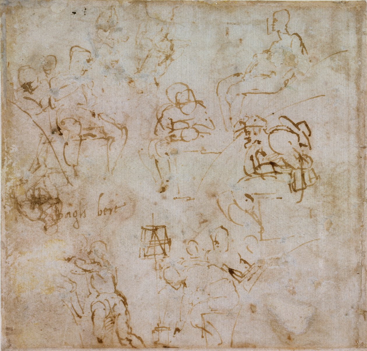Oito estudos de pequenas figuras, c1490-1560 de Michelangelo Buonarroti