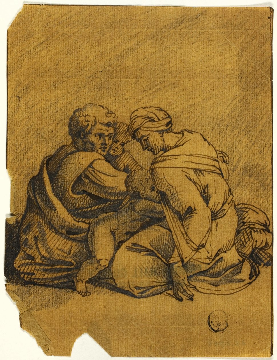 Grupo familiar: Ozias, rei de Judá, amamentado pela sua mãe de Michelangelo Buonarroti