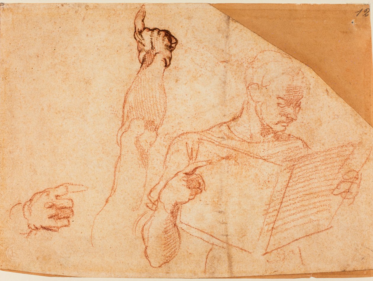 Estudo de figura para o "Castigo de Aman" na Capela Sistina de Michelangelo Buonarroti