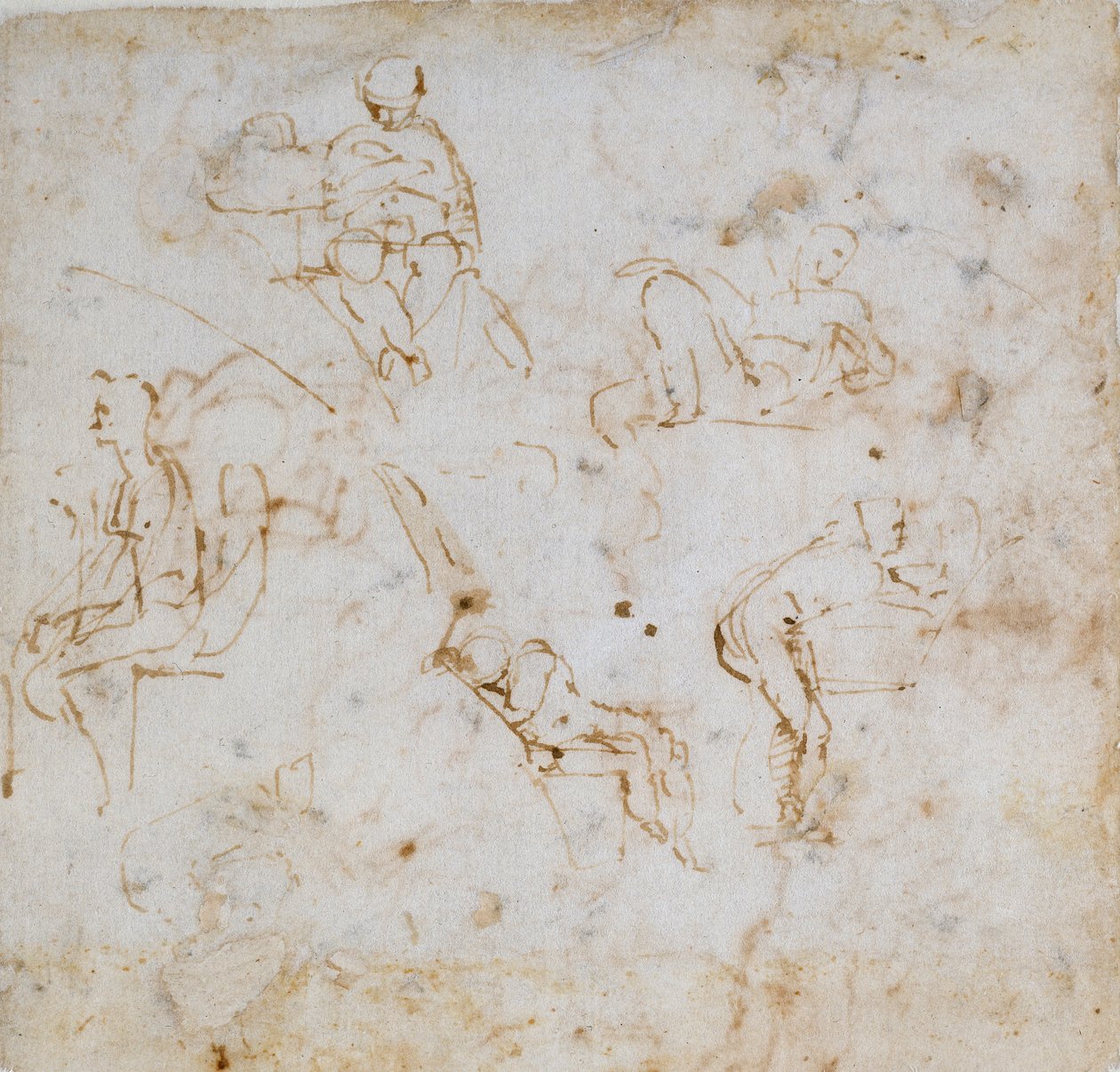 Cinco estudos de pequenas figuras, c1490-1560 de Michelangelo Buonarroti