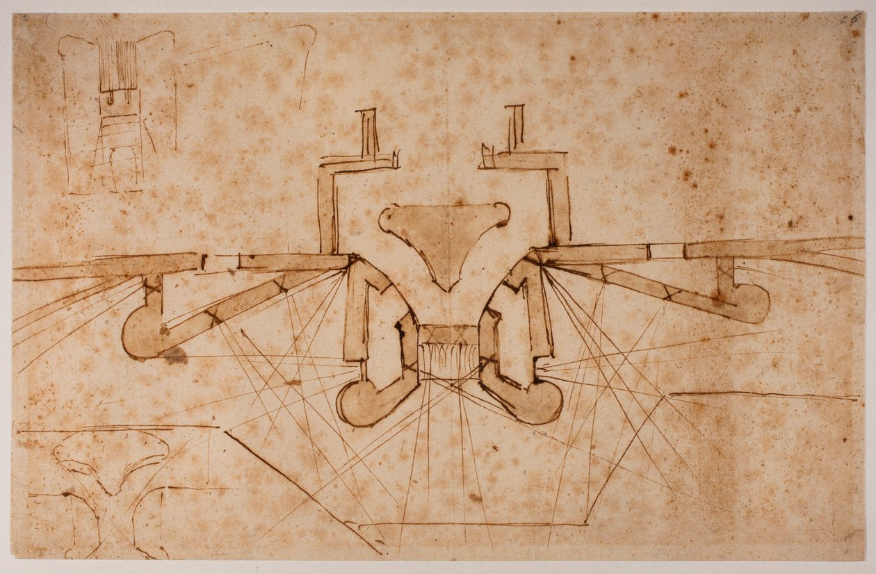 Conceção da fortificação de uma porta de entrada de Michelangelo Buonarroti