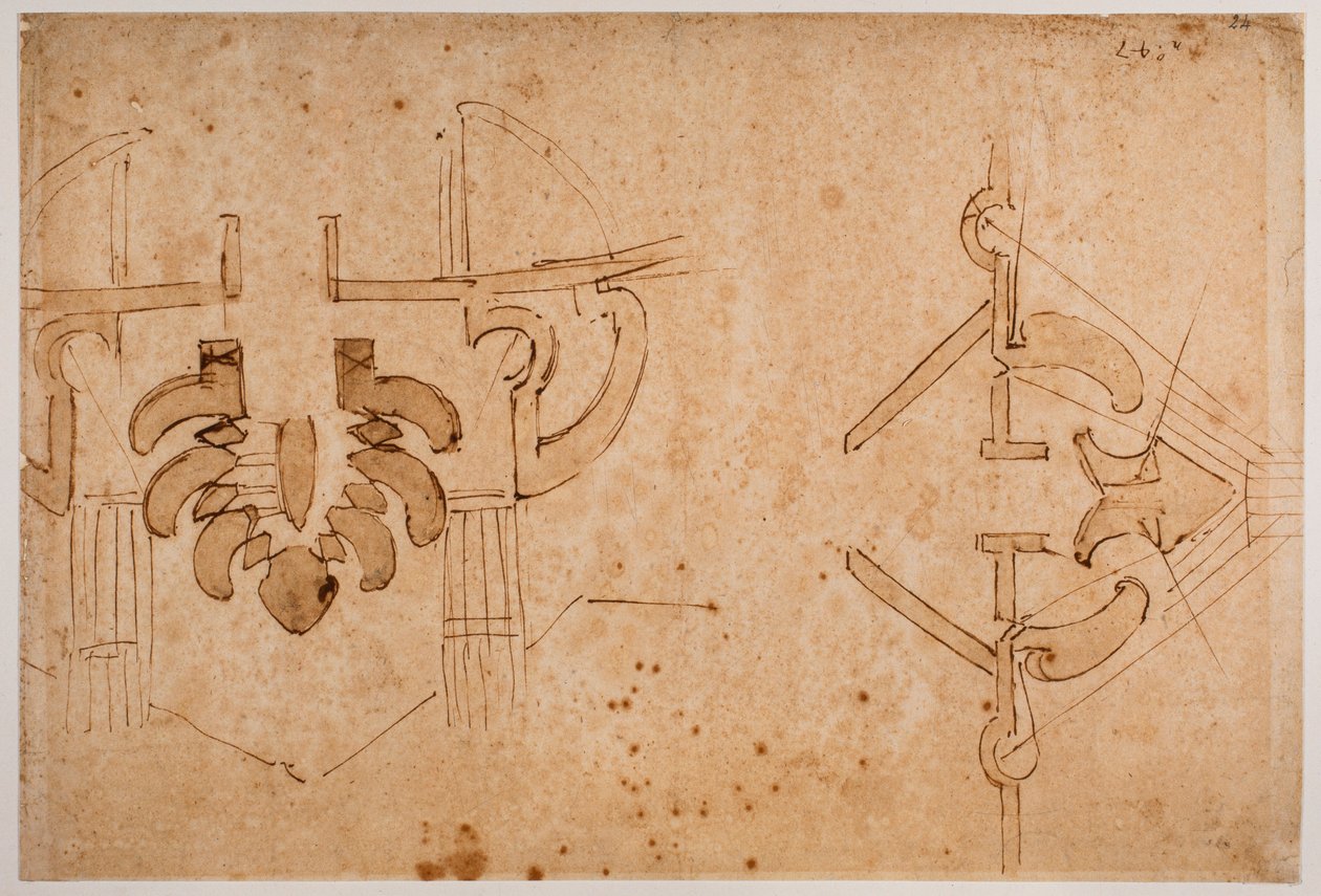 Estudos de fortificação para uma porta de entrada de Michelangelo Buonarroti