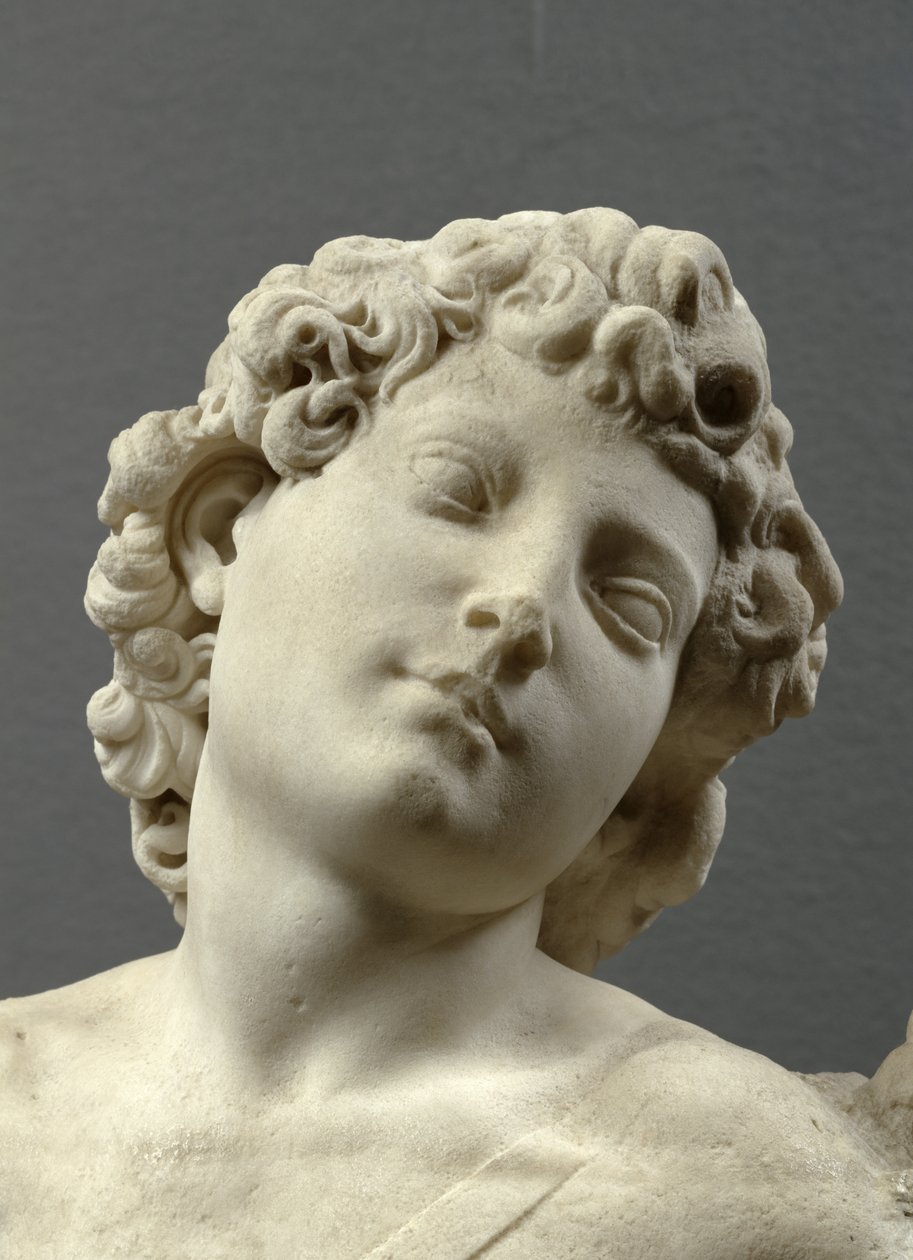 Chefe do Cupido &39;Manhattan&39;, c.1494-96 (mármore) (detalhe) de Michelangelo Buonarroti