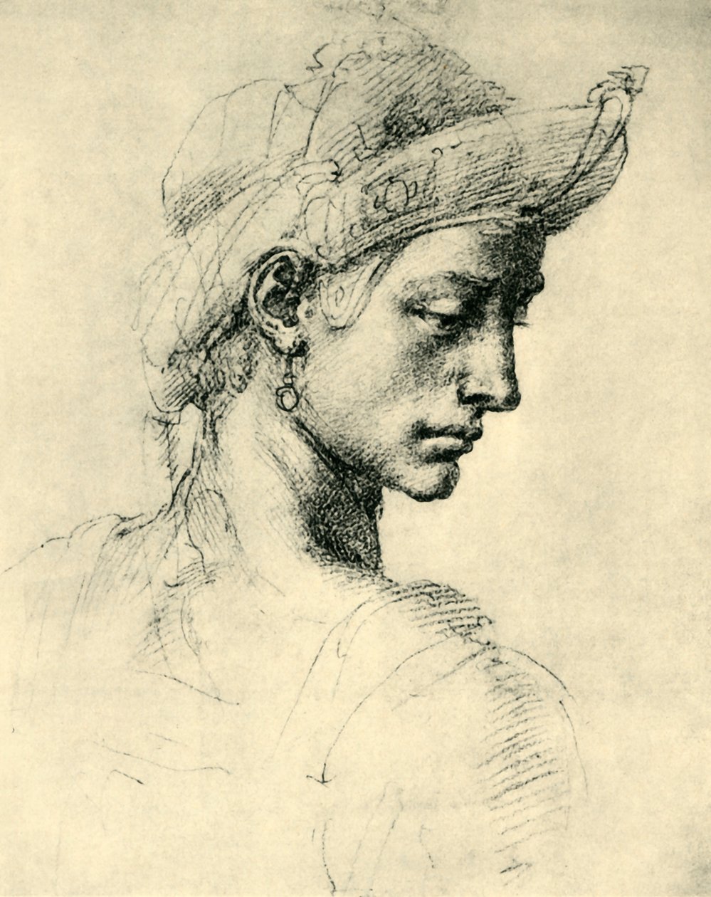 Cabeça ideal, 1520-1525, 1943. de Michelangelo Buonarroti