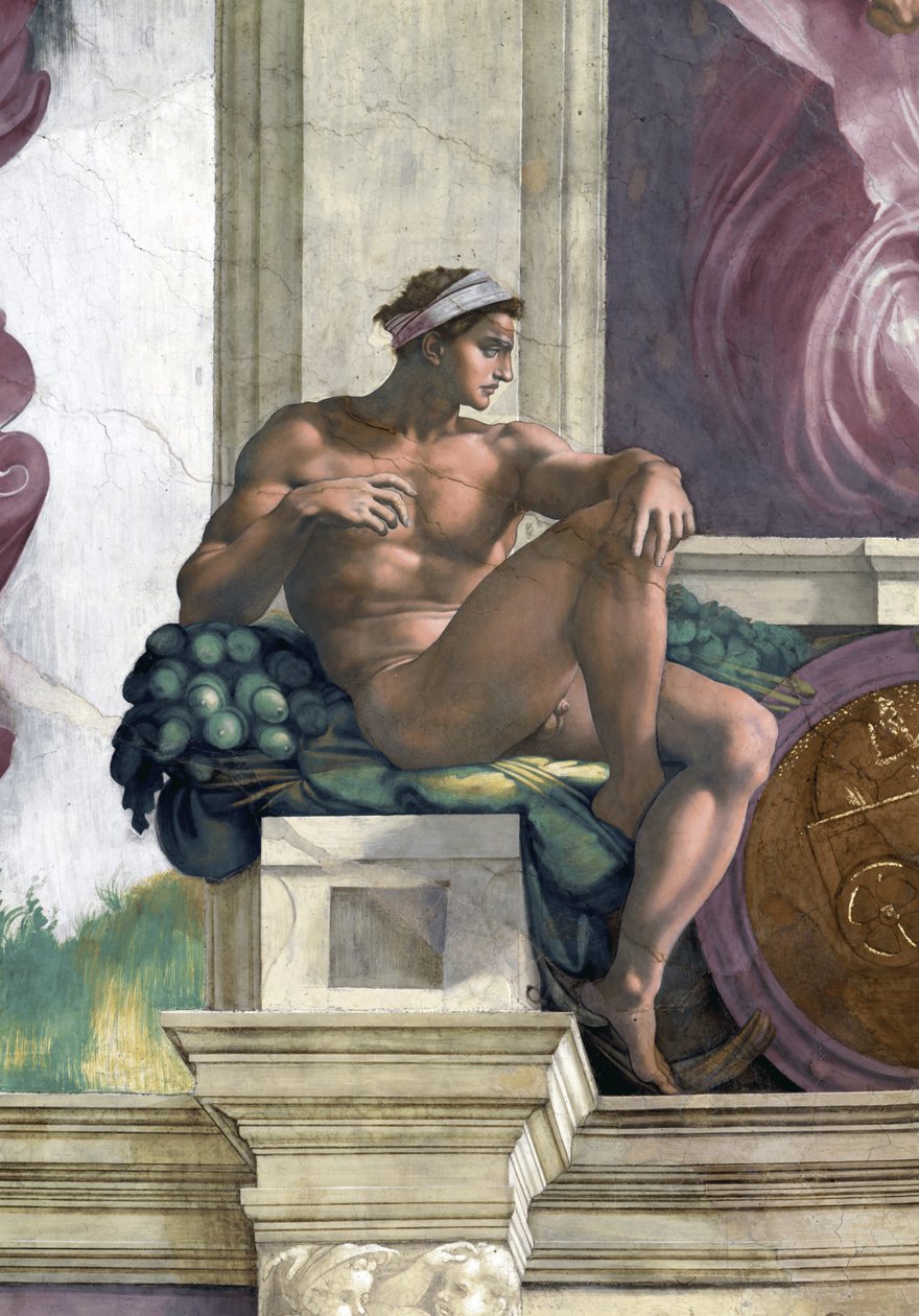 Ignudo (teto da Capela Sistina no Vaticano) de Michelangelo Buonarroti