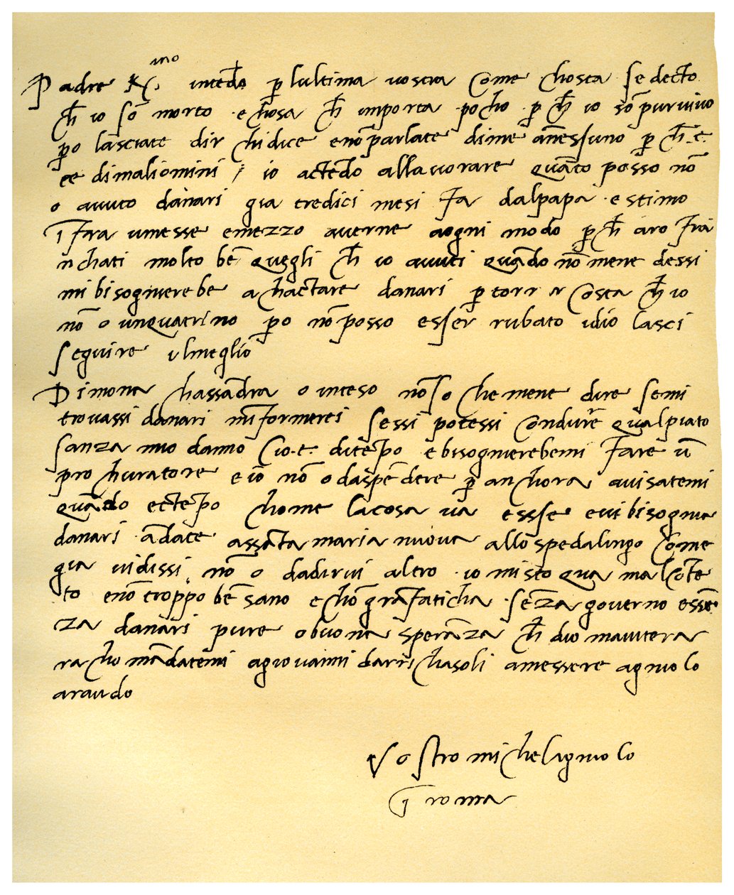 Carta de Michelangelo Buonarroti a seu pai, junho de 1508. de Michelangelo Buonarroti