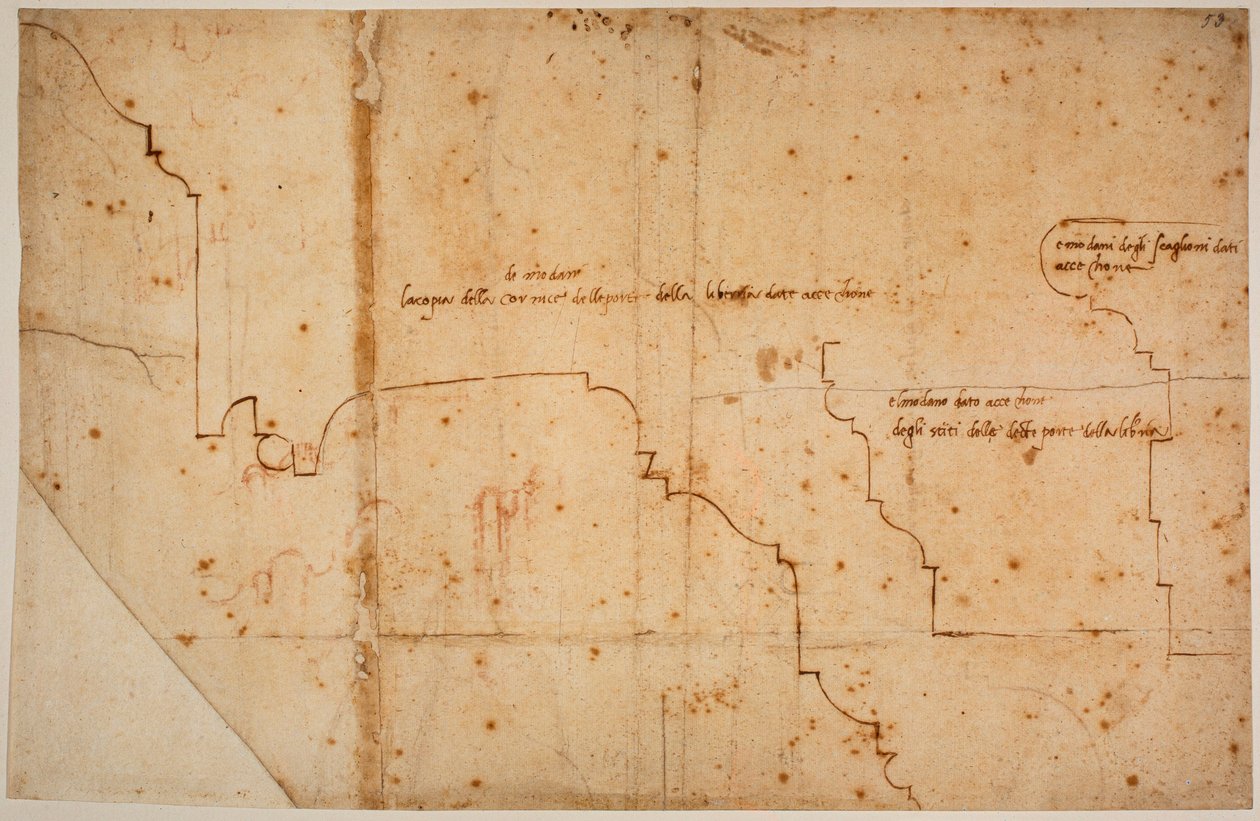 Perfis de moldagem para a porta da Biblioteca Laurentiana de Michelangelo Buonarroti