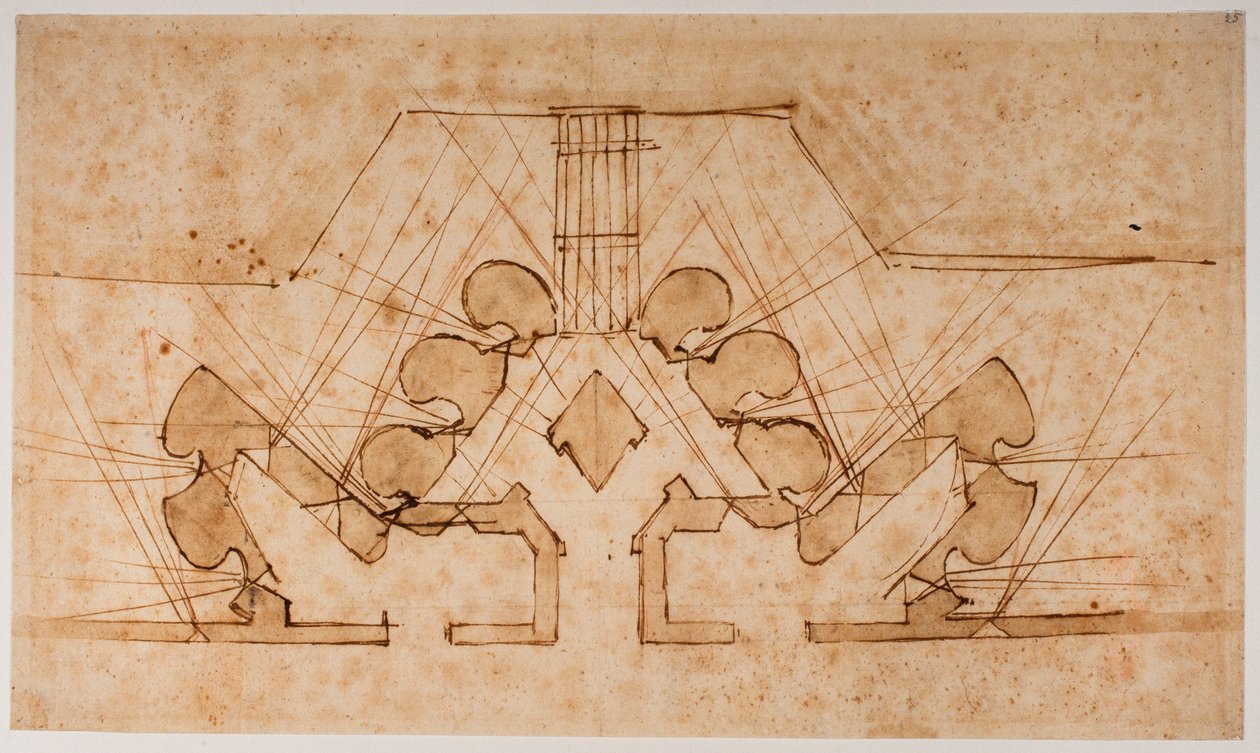 Plano de fortificação de uma porta de entrada de Michelangelo Buonarroti