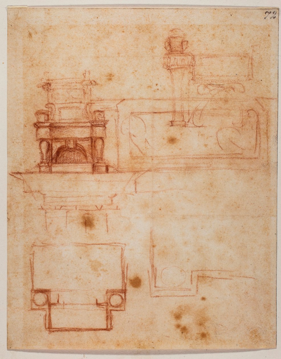 Plantas e alçados dos "tronos" para a Nova Sacristia de Michelangelo Buonarroti