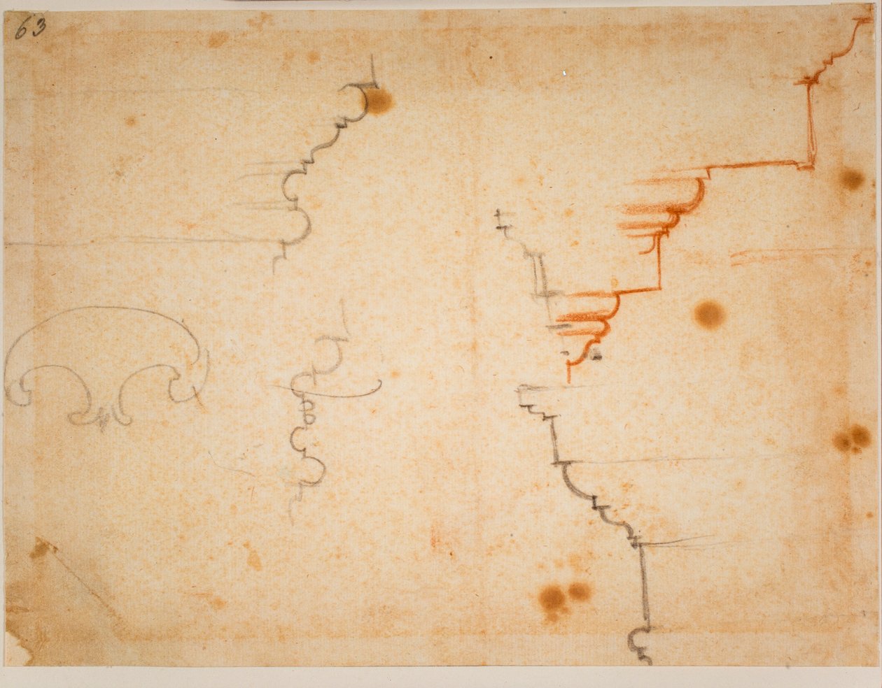 Perfis arquitectónicos, século XVI (desenho) de Michelangelo Buonarroti
