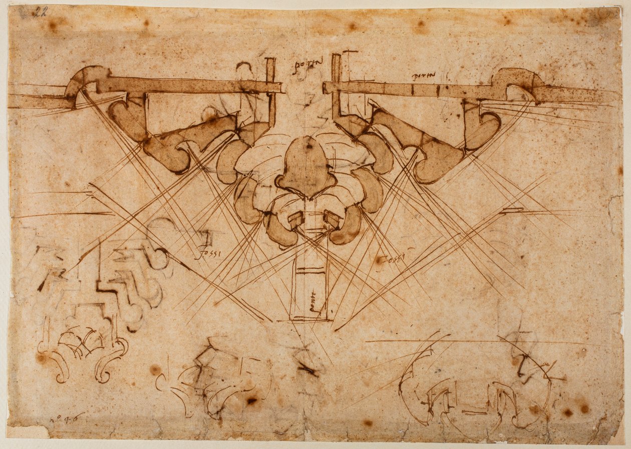 Projeto de muralhas para um portão de Michelangelo Buonarroti