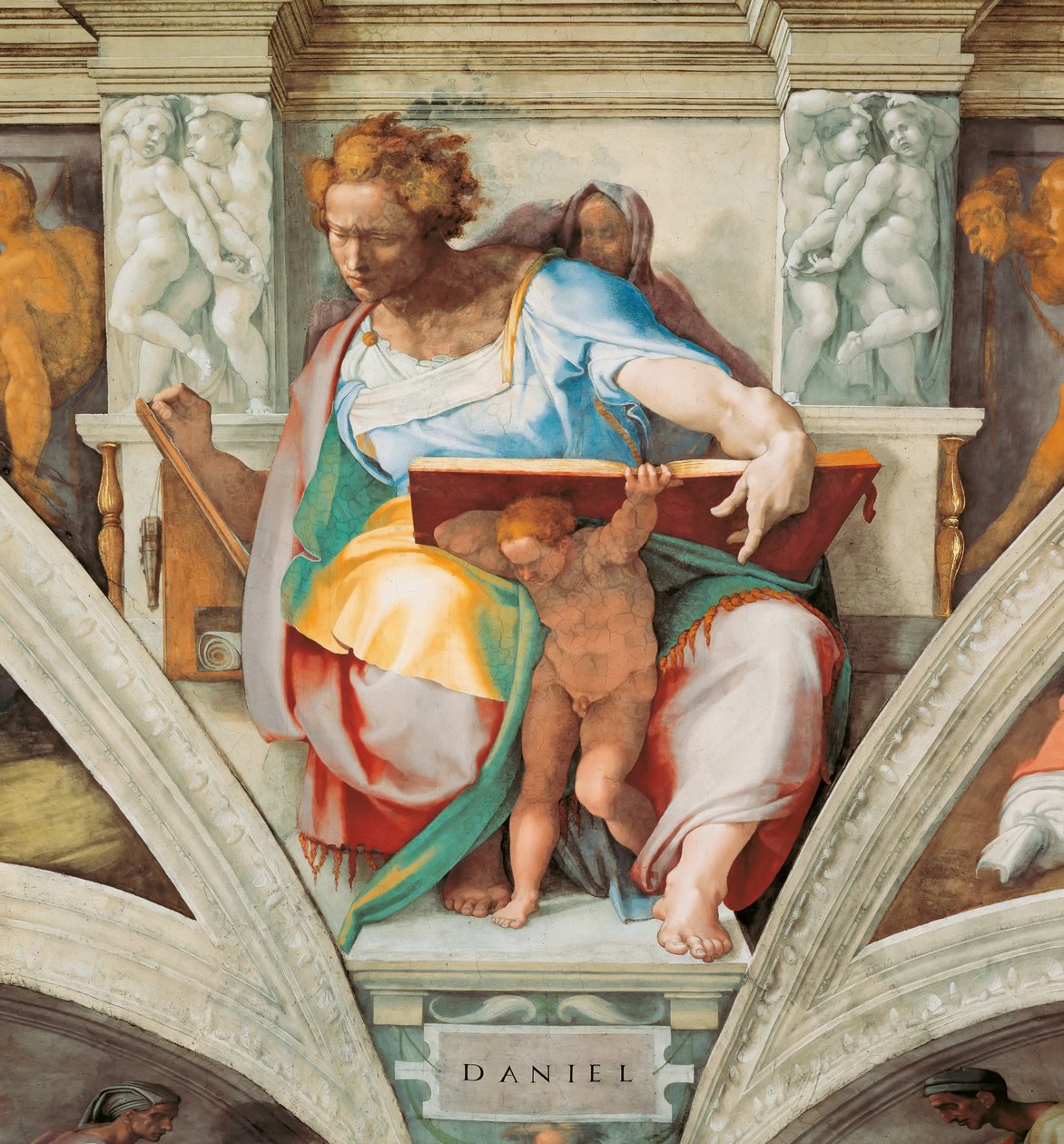 Profetas e Sibyls: Daniel Sistine Chapel ceiling in the Vatican, 1508-1512. de Michelangelo Buonarroti