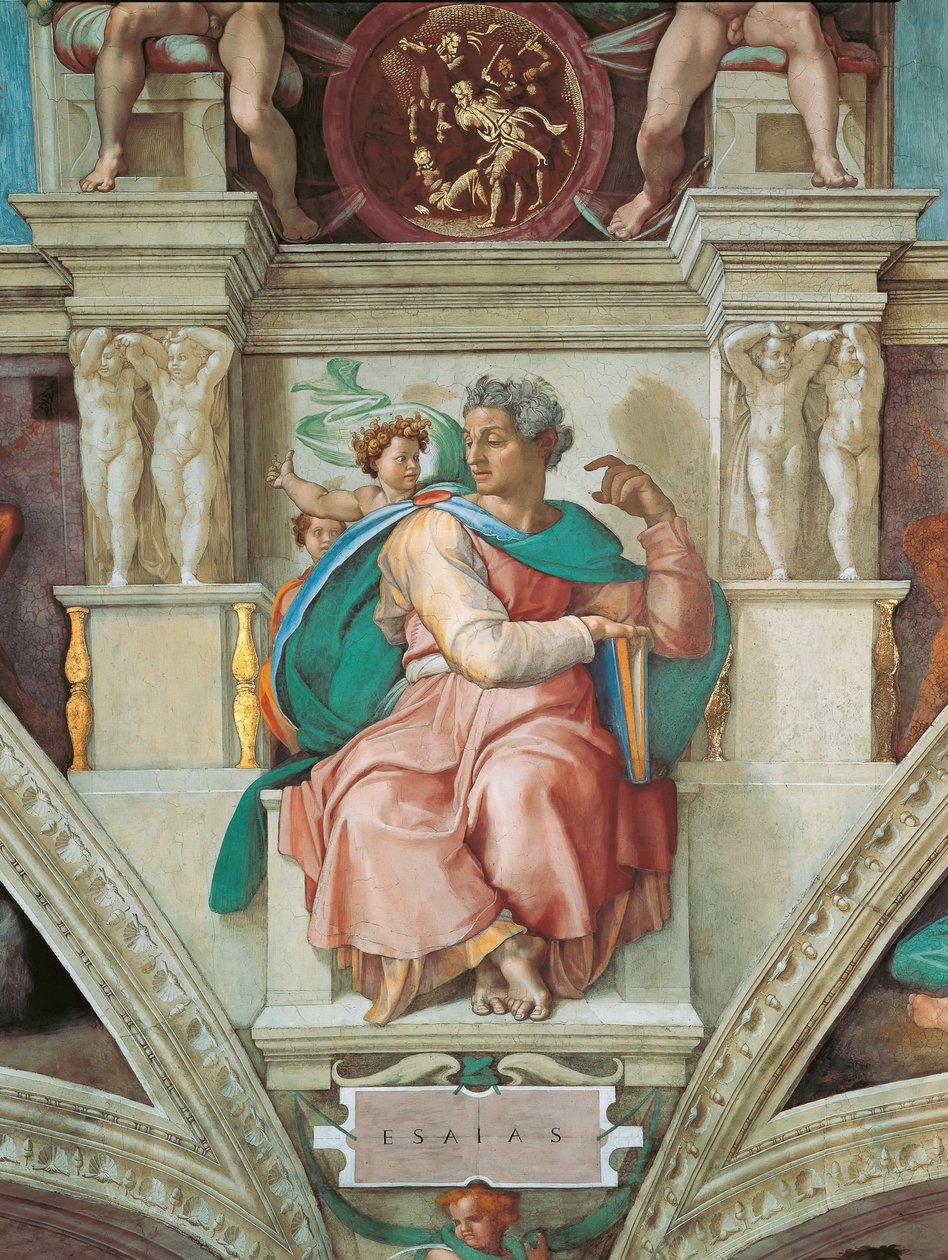 Profetas e Sibyls: Isaías Sistina no teto da Capela no Vaticano, 1508-1512. de Michelangelo Buonarroti
