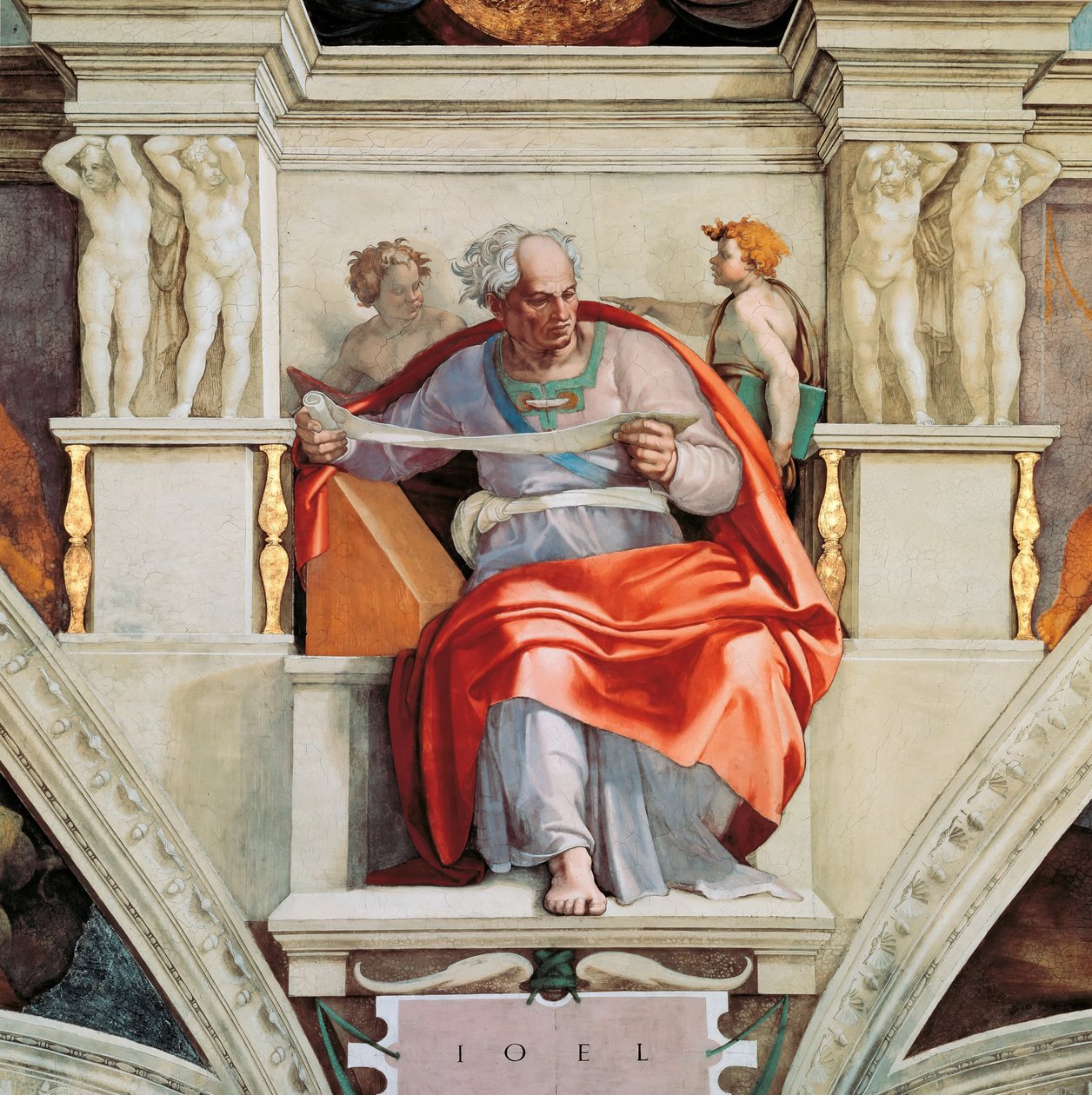 Profetas e Sibyls: Joel Sistine Chapel ceiling in the Vatican, 1508-1512. de Michelangelo Buonarroti