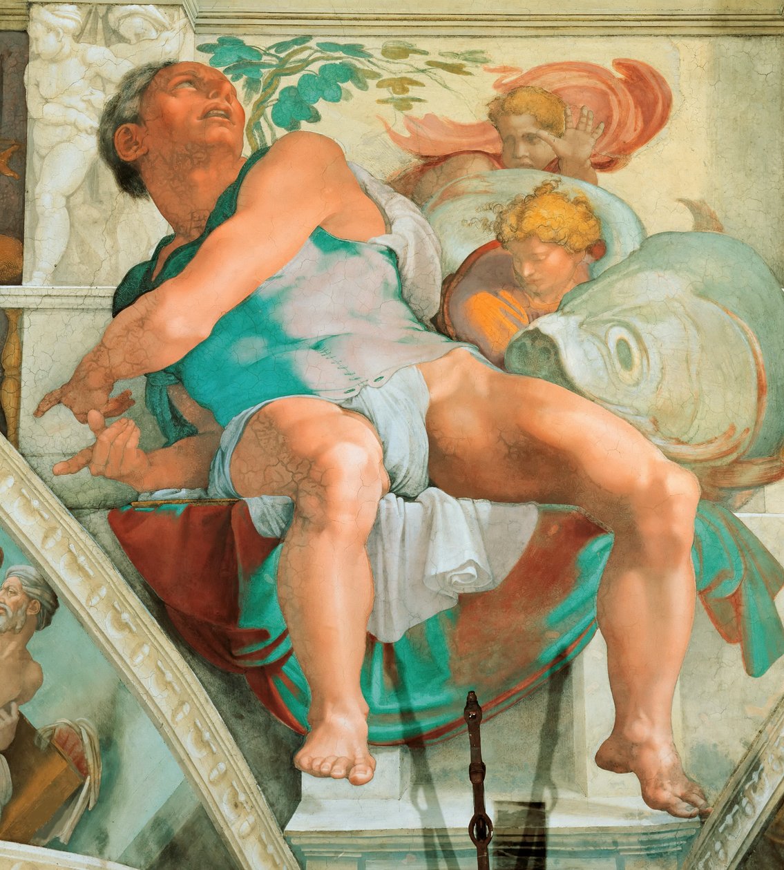 Profetas e Sibyls: Jonah Sistine Chapel ceiling in the Vatican, 1508-1512. de Michelangelo Buonarroti