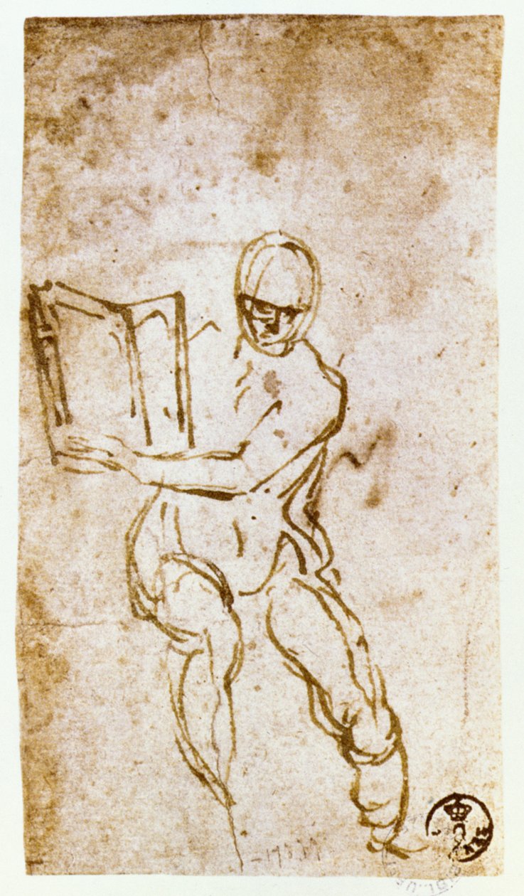 Teto da Capela Sistina (1508-12): esboço de um dos profetas (caneta e tinta marrom) de Michelangelo Buonarroti