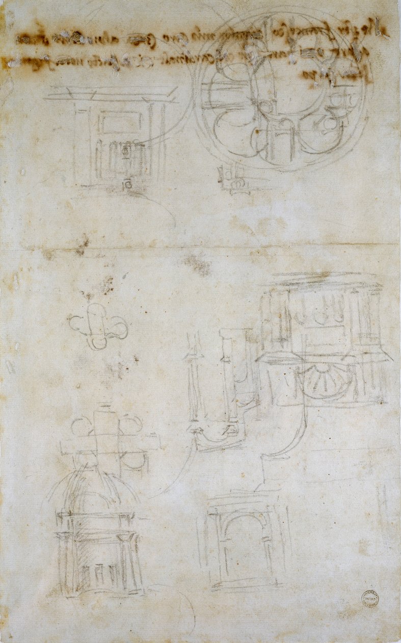 Esboço mostrando Estudos para São Pedro, c1490-1560 de Michelangelo Buonarroti