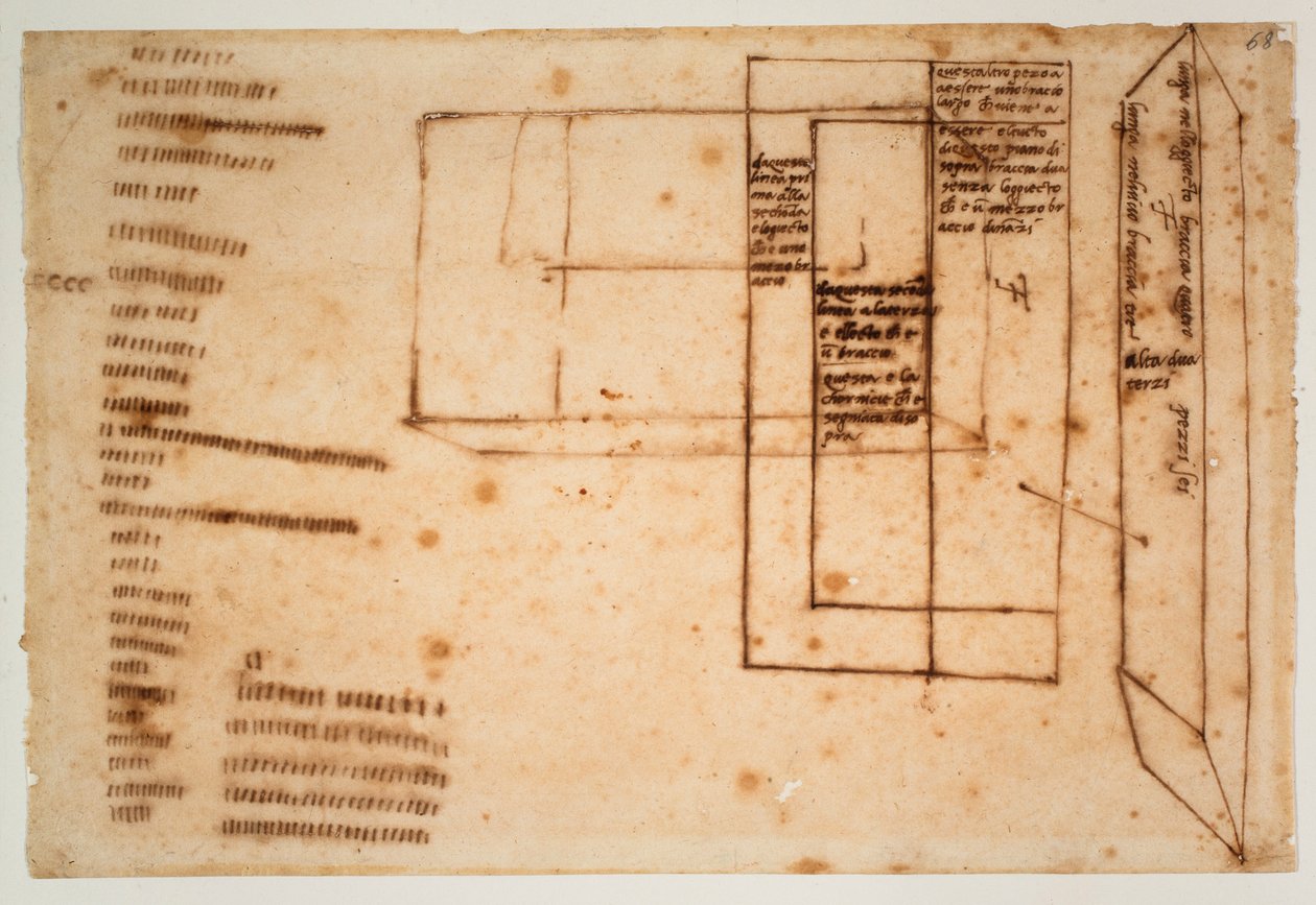 Esboços de blocos de mármore para o túmulo de Júlio II de Michelangelo Buonarroti