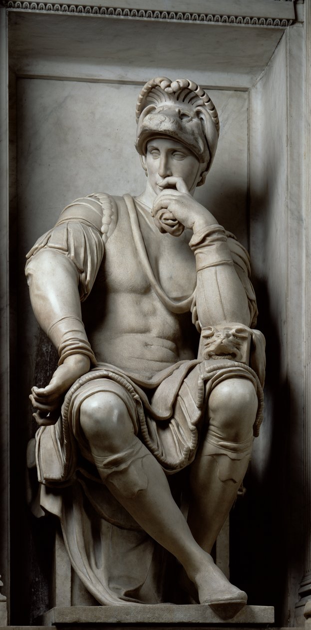 Estátua de Lorenzo de &39;Medici (1449-92), do túmulo de Lorenzo de&39; Medici, 1520-24 (mármore) de Michelangelo Buonarroti