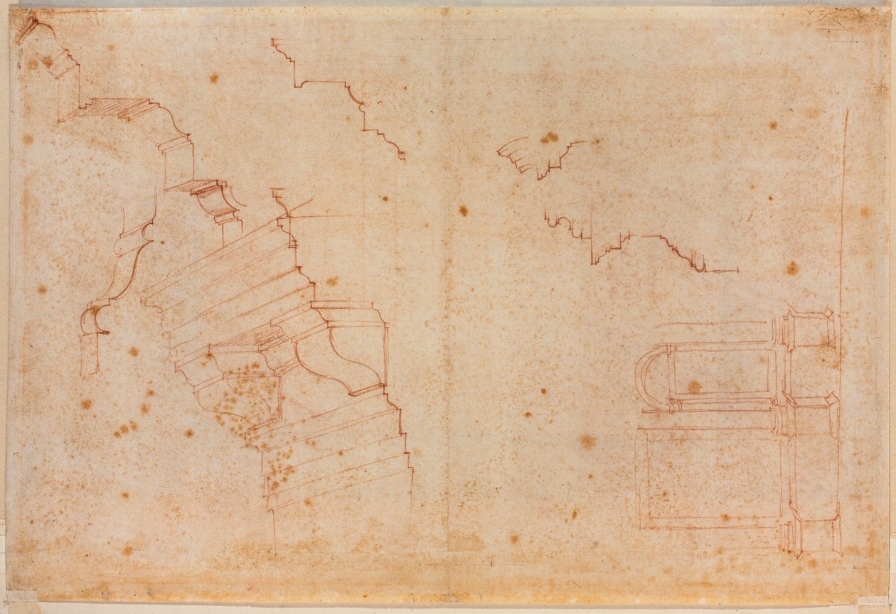 Estudos de monumentos romanos, século XVI (desenho) de Michelangelo Buonarroti