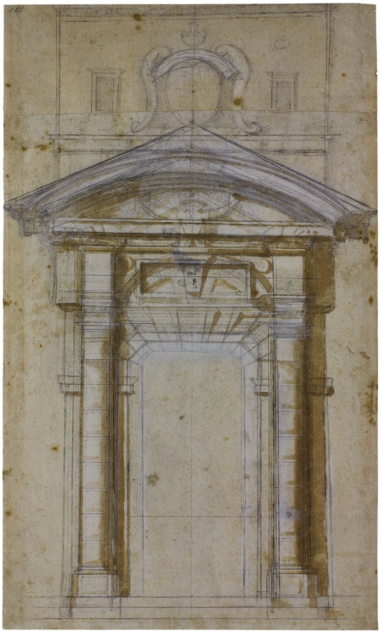 Estudo para Porta Pia em Roma, ca 1561 de Michelangelo Buonarroti