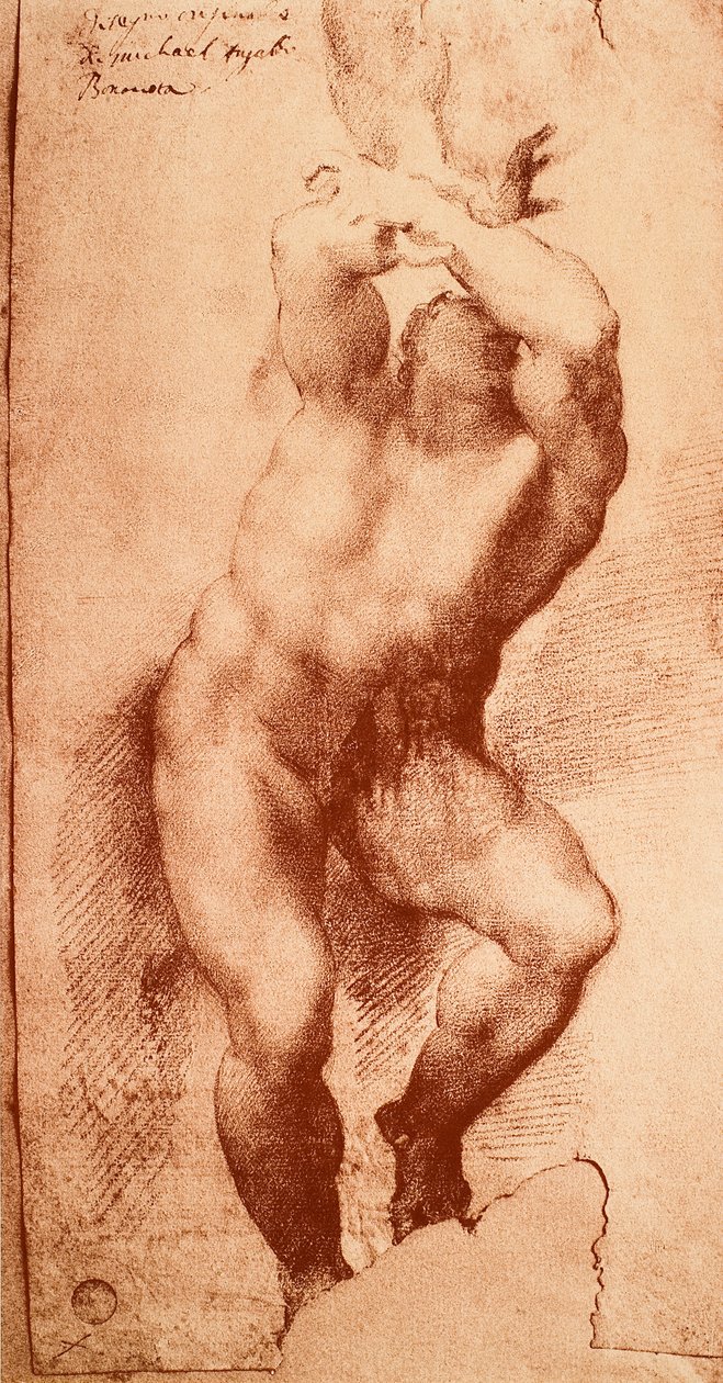 Estudo para uma das figuras do Juízo Final, desenho de Michelangelo. Gallerie dellAccademia, Veneza de Michelangelo Buonarroti