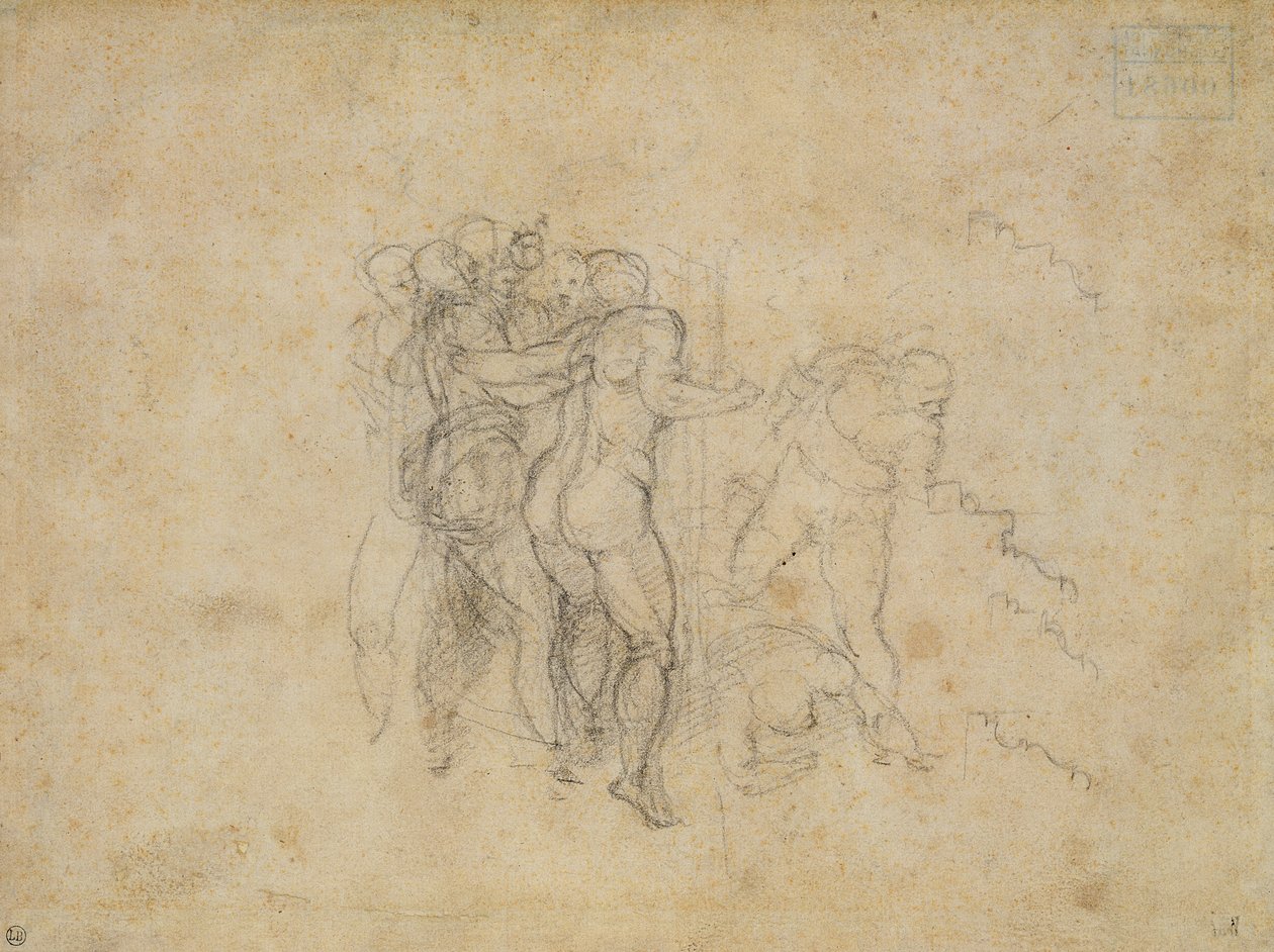 Estudo para o Juízo Final (grafite sobre papel) de Michelangelo Buonarroti
