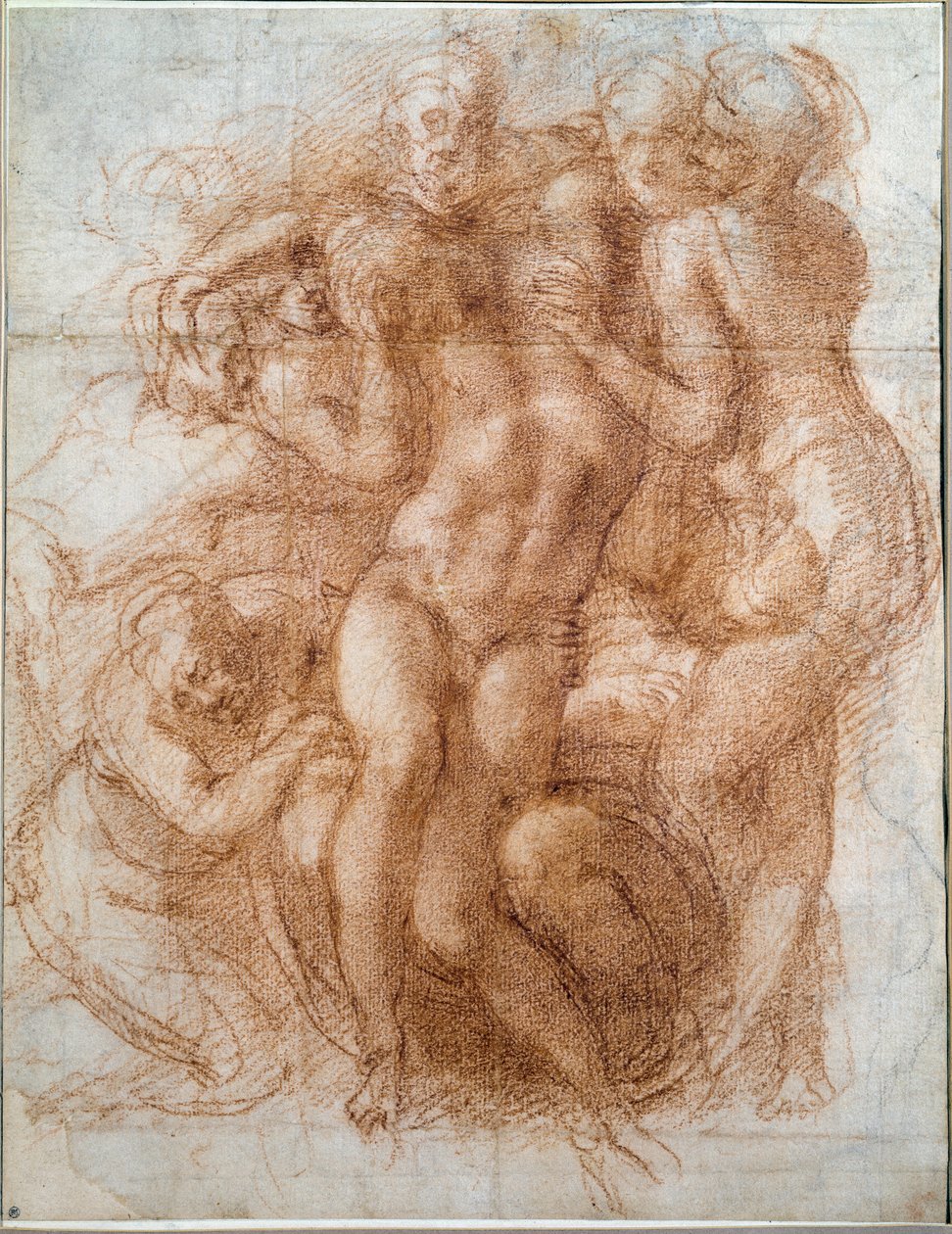 Estudo para o Depósito de Pieta de Cristo (desenho de Michelangelo Buonarroti