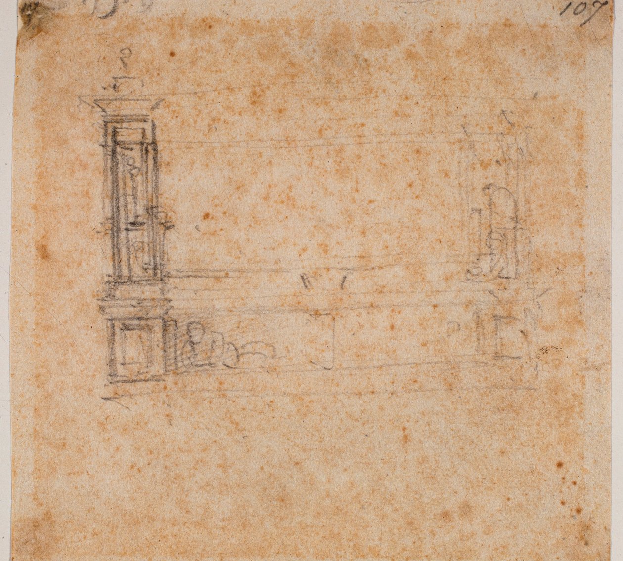 Estudo da parede de duplo túmulo para a Nova Sacristia de Michelangelo Buonarroti