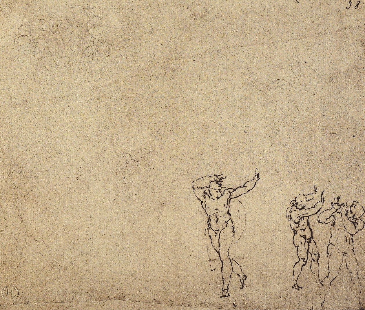 Estudo de figuras nuas: desenho de Michelangelo. Casa Buonarroti, Florença de Michelangelo Buonarroti