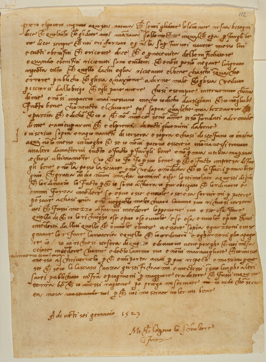 Tabernáculo com nicho, carta de Miguel Ângelo a Piero Gondi de Michelangelo Buonarroti