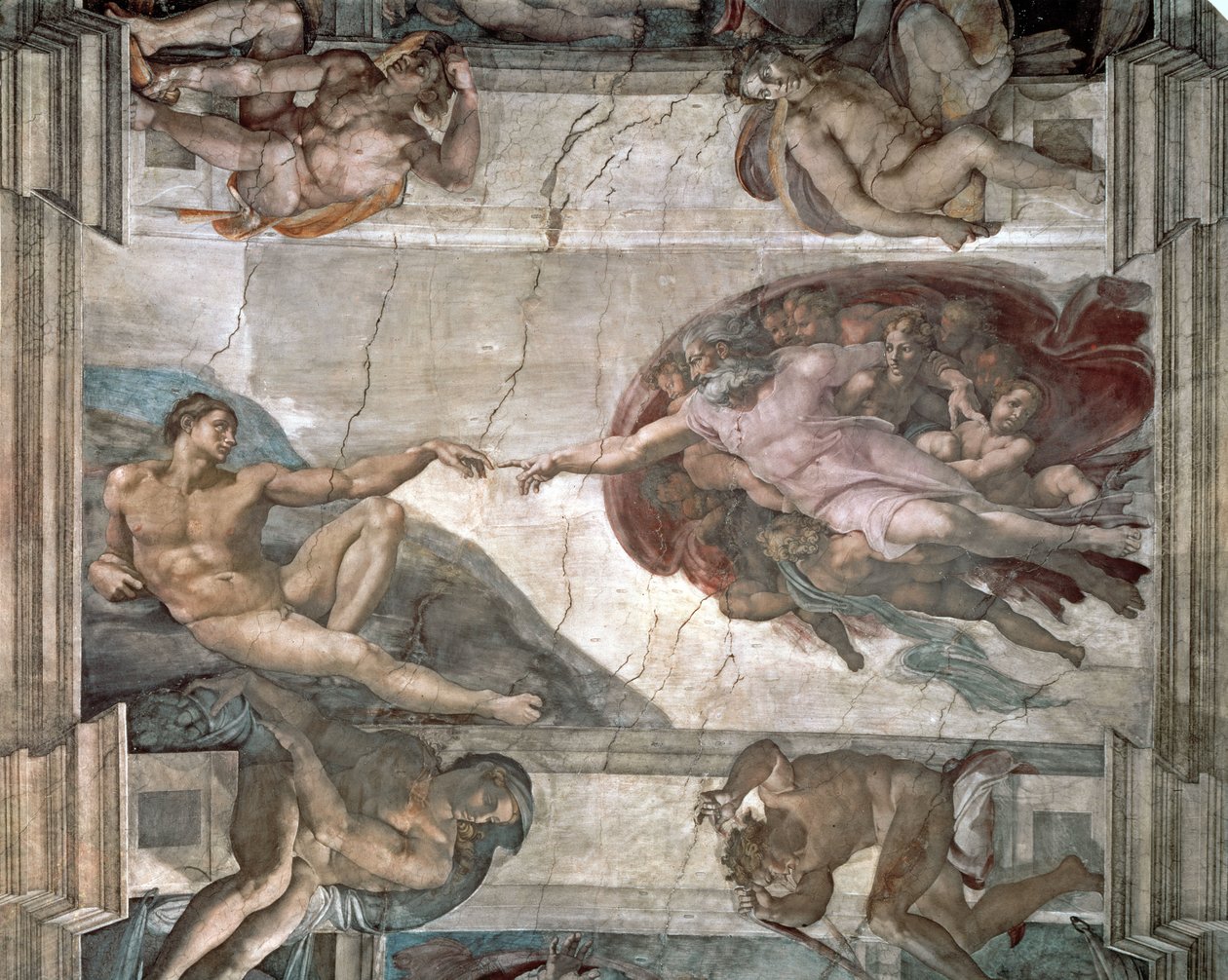 A Criação de Adão a partir da Capela Sistina de Michelangelo Buonarroti