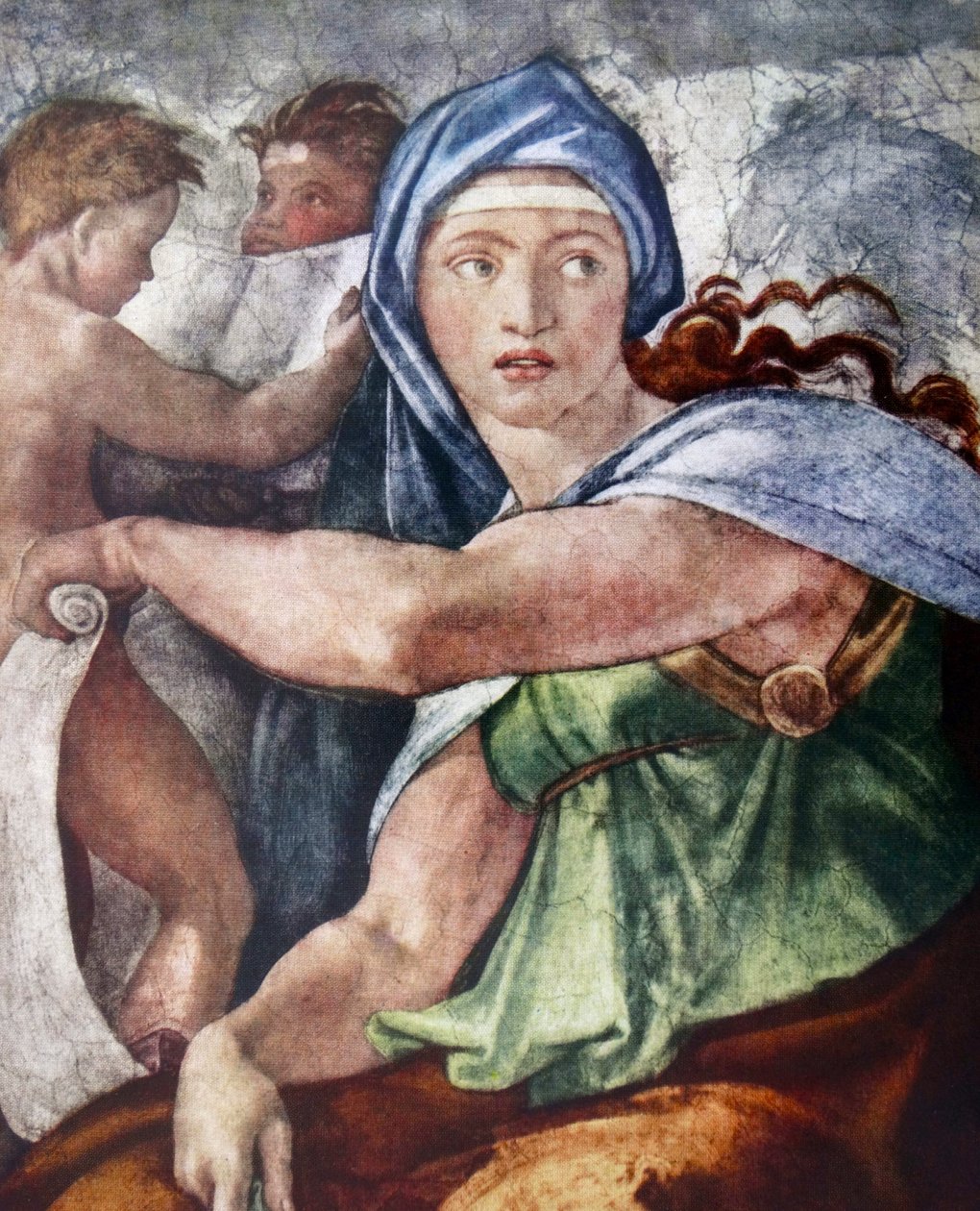 A Sibila Delphic (detalhe da Capela Sistina, Vaticano, Roma) 1509 por Michelangelo (1475-1564). de Michelangelo Buonarroti