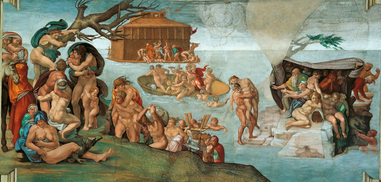O teto da Capela Sistina do Dilúvio no Vaticano, 1508-1512. de Michelangelo Buonarroti