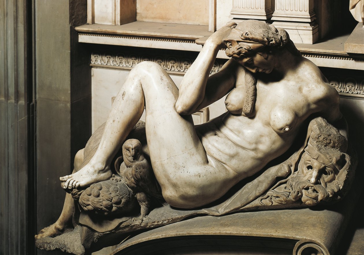 A Noite, detalhe da tumba de Giuliano de