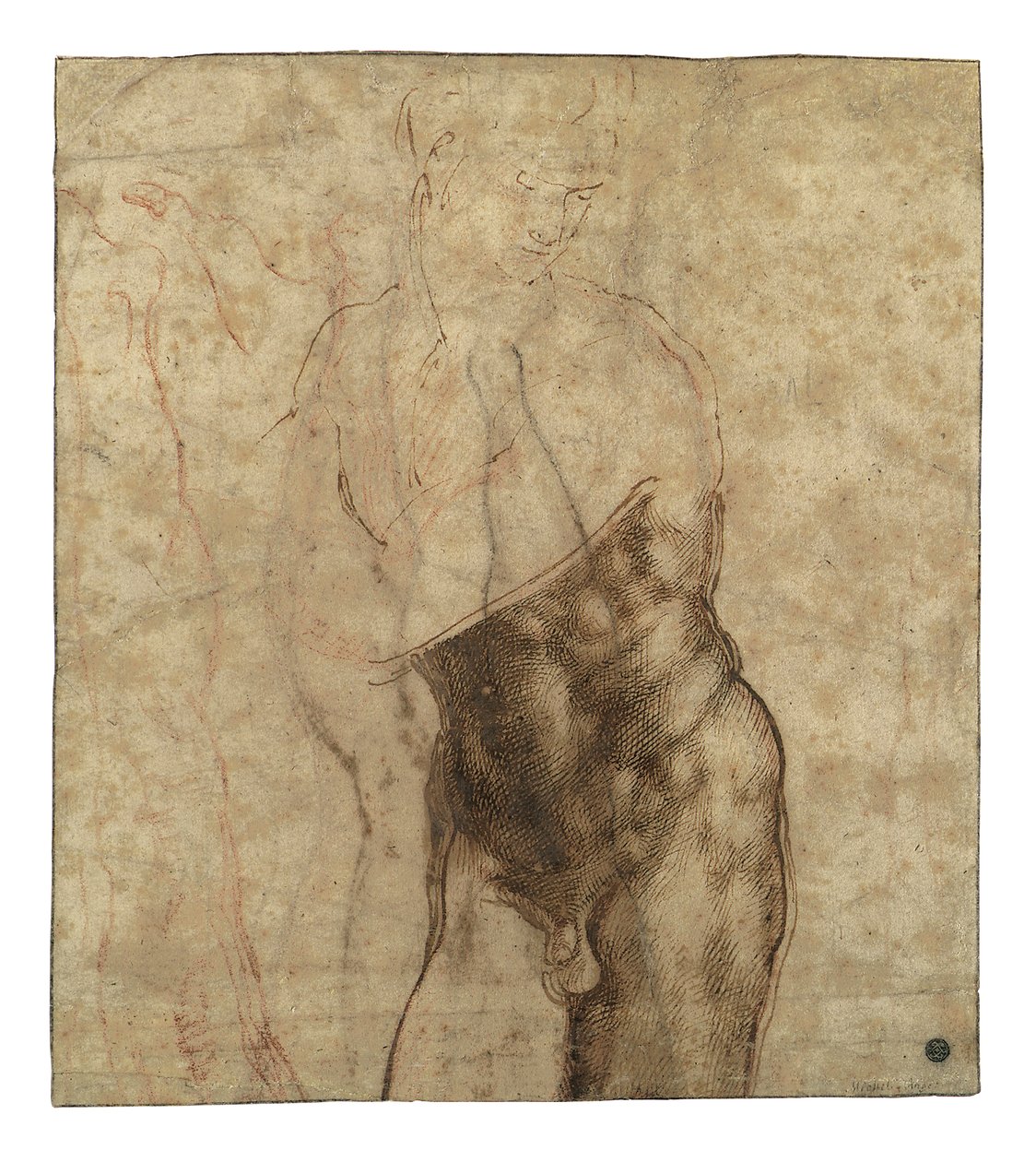 O Cristo Ressuscitado, nu de três quartos olhando para a direita de Michelangelo Buonarroti