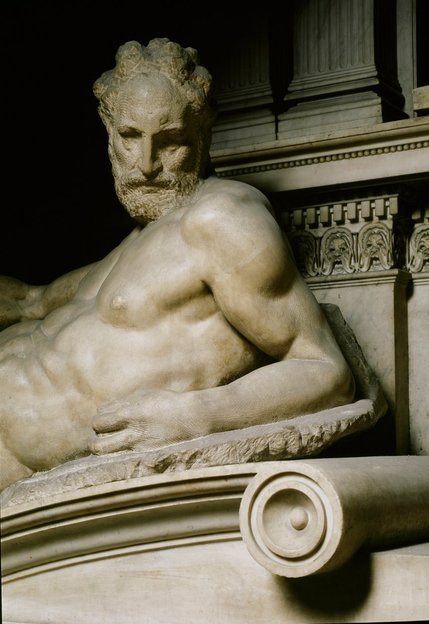 A Alegoria do Crepúsculo. Túmulo de Laurent II de Medicis. Escultura em mármore 1531 de Michelangelo Buonarroti