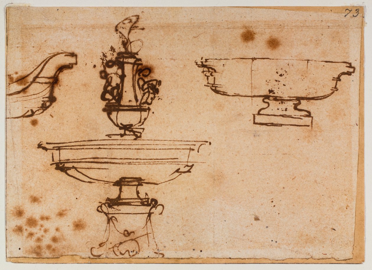 Três modelos de fontes de Michelangelo Buonarroti