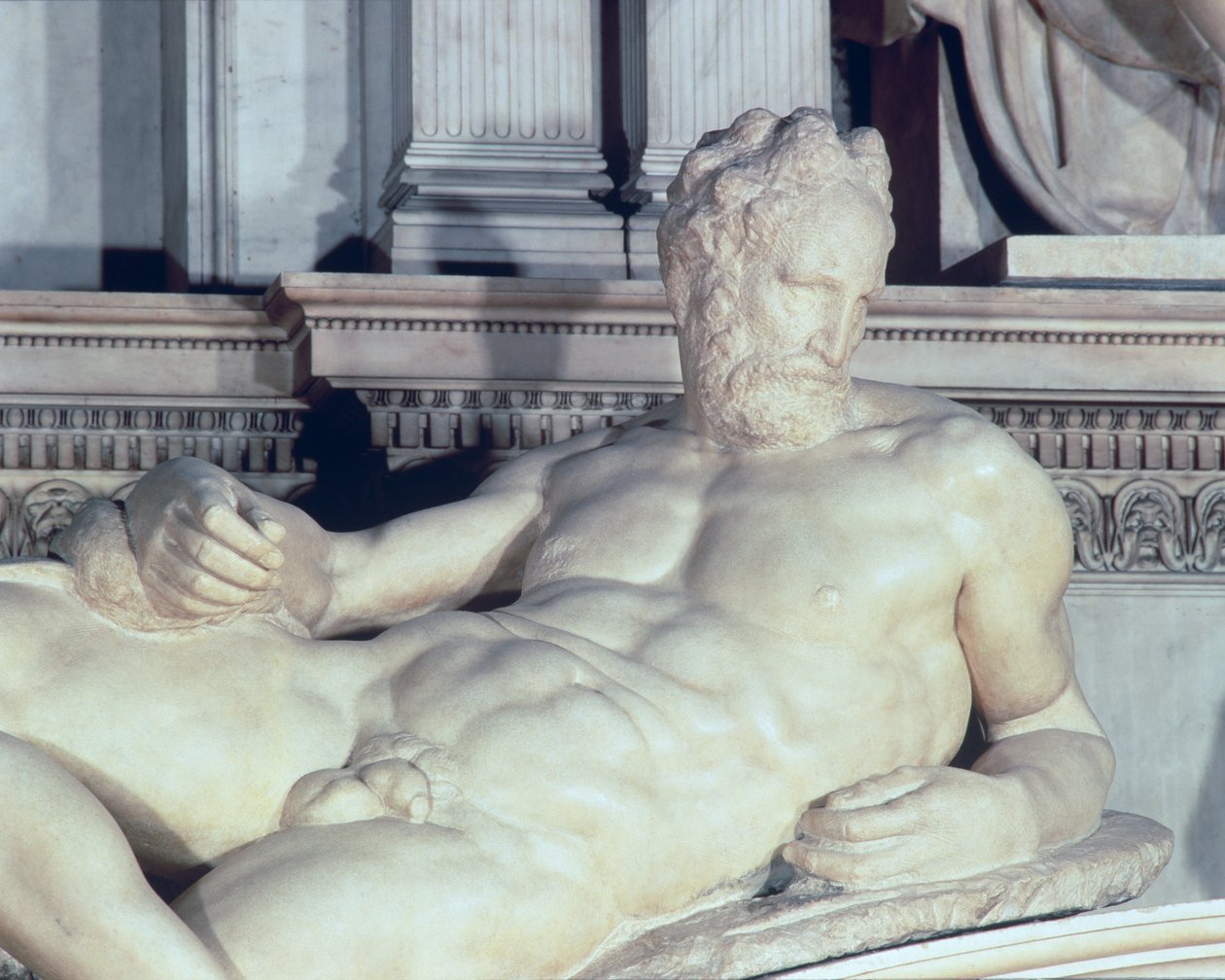 Túmulo, de, lorenzo, de, Medici, detalhe, de, anoitecer, mármore de Michelangelo Buonarroti
