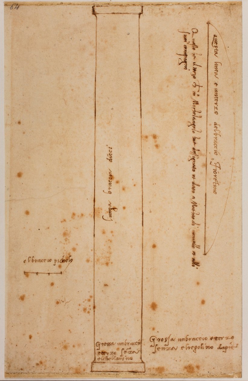 Secção vertical de coluna para a fachada de San Lorenzo de Michelangelo Buonarroti