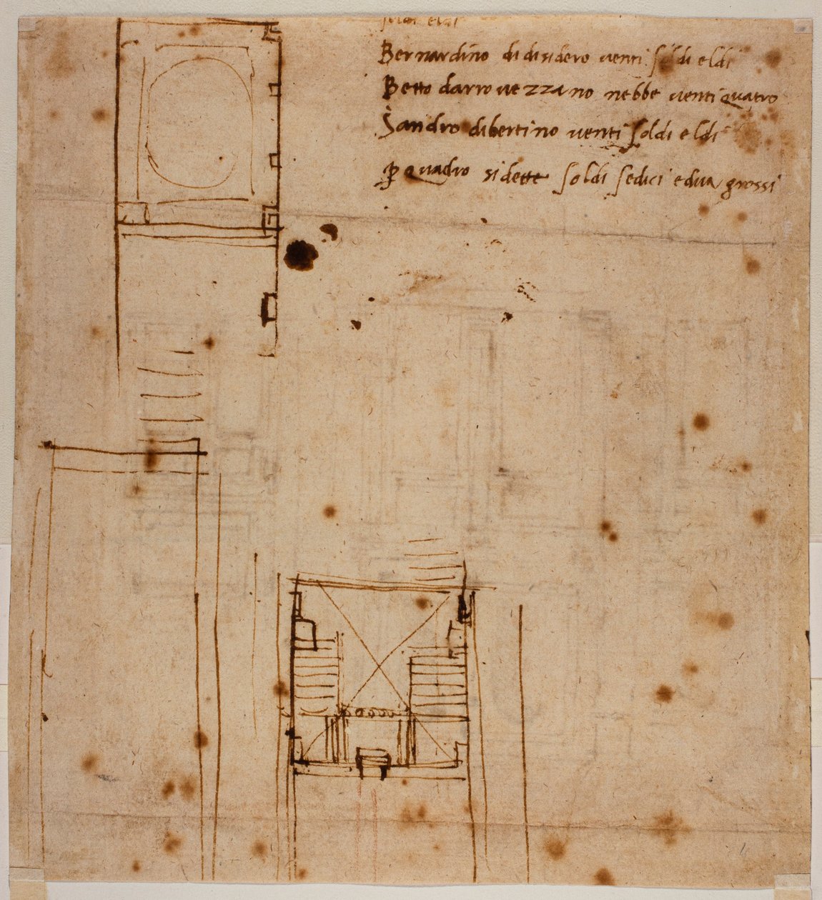 Alçados das paredes do recesso Laurenciano de Michelangelo Buonarroti
