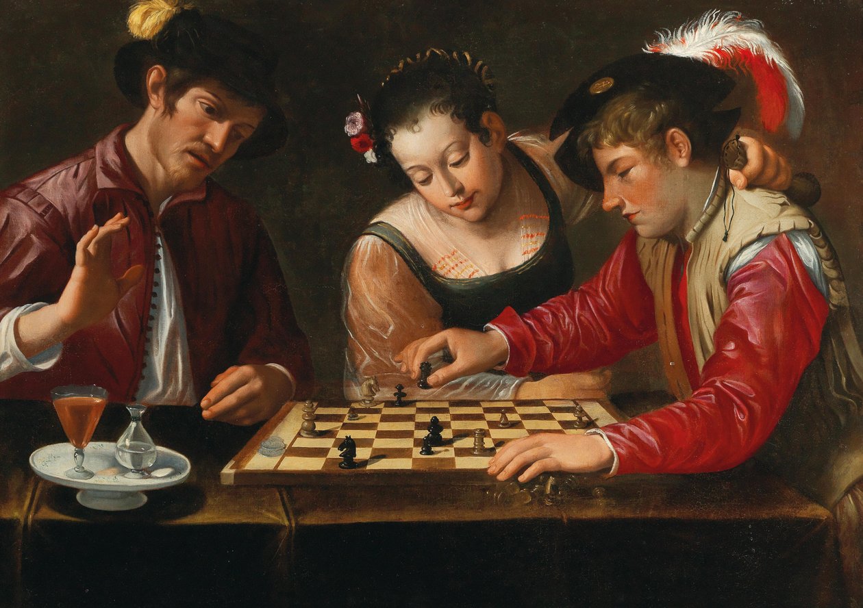 Jogadores de xadrez, século XVII. de Michelangelo, Caravaggio