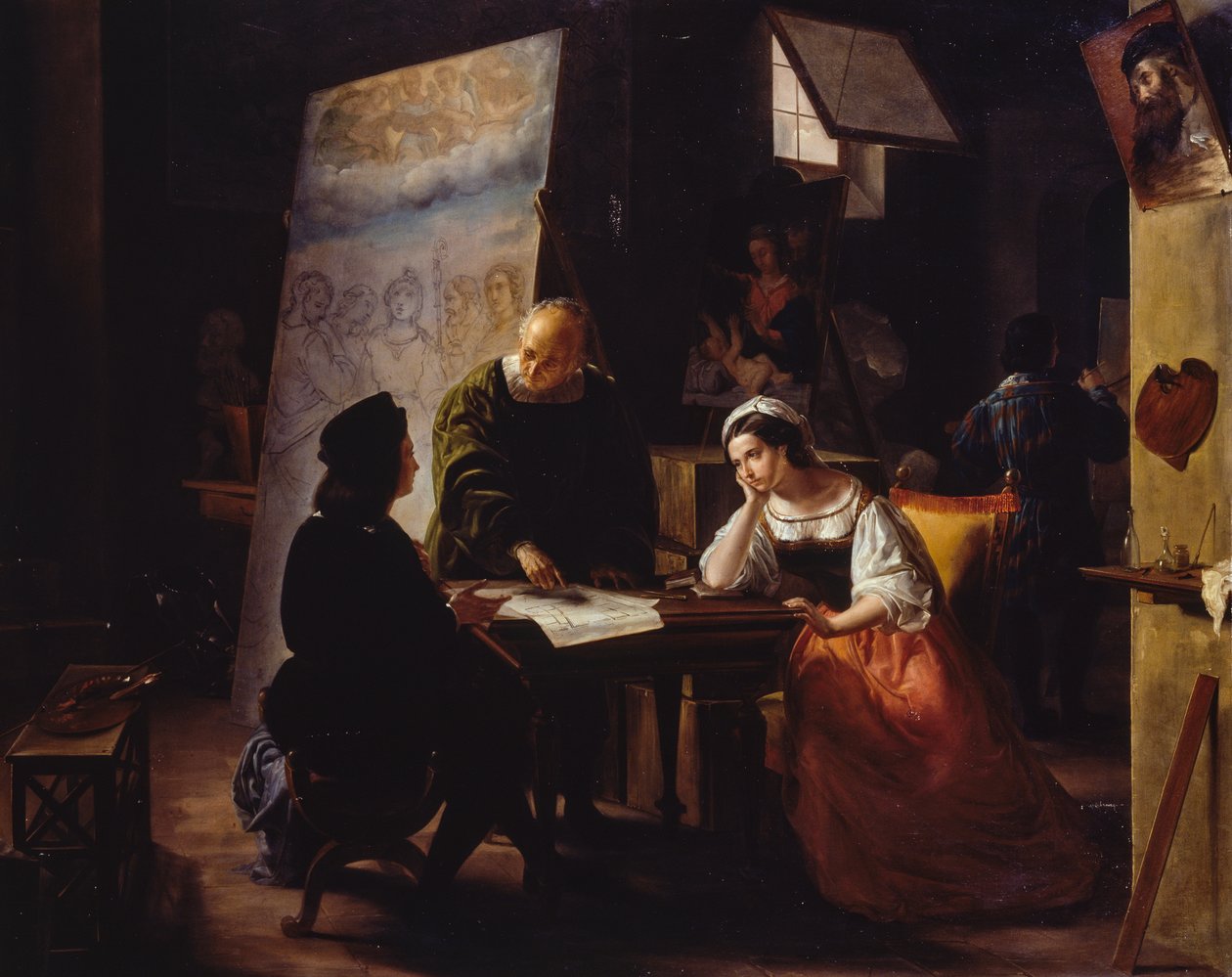 No estúdio de Raffaello de Michelangelo Fumagalli