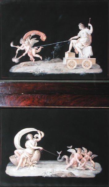 Eternity e Galatea, duas de um conjunto de seis cenas alegóricas (gouache) (ver também 227490) de Michelangelo Maestri