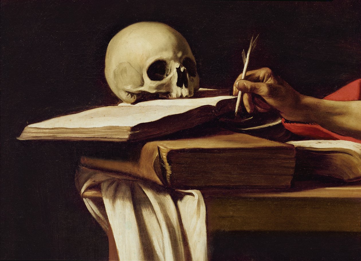 São Jerónimo, escrevendo (pormenor da pintura 64912) de Michelangelo Merisi Caravaggio