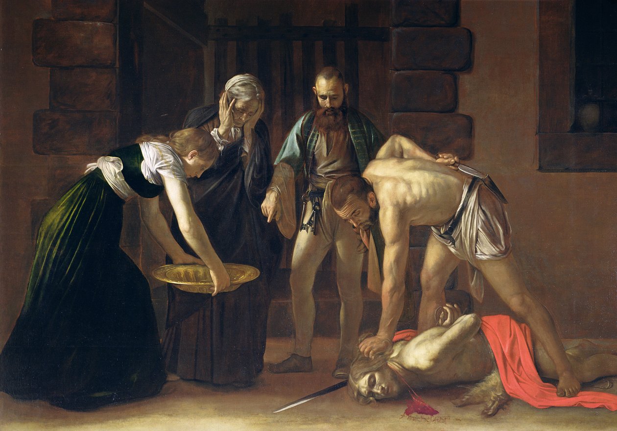 A decapitação de São João Batista, 1608 (detalhe de 127654) de Michelangelo Merisi Caravaggio