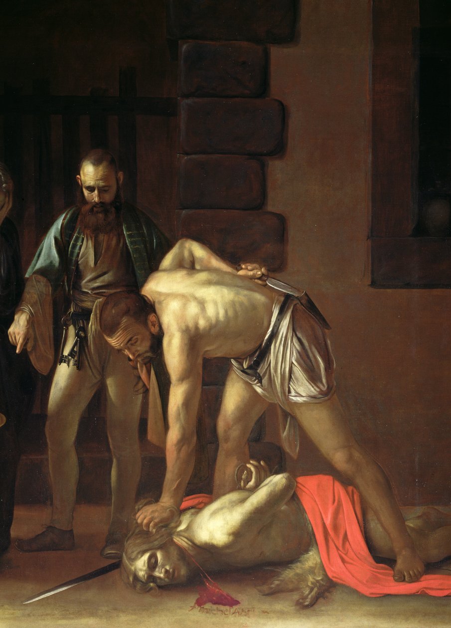 A decapitação de São João Batista, 1608 óleo sobre tela detalhe de 127654 de Michelangelo Merisi Caravaggio